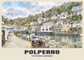 Polperro Harbour poster, English Watercolour style