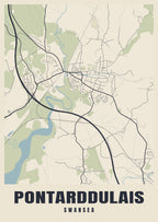 Street map poster of Pontarddulais, Swansea