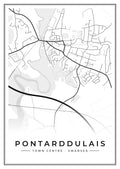 Street map poster of Pontarddulais town centre, Swansea