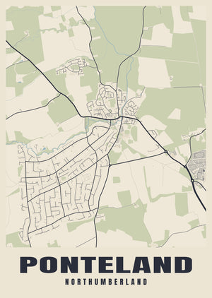 Ponteland Street Map Poster