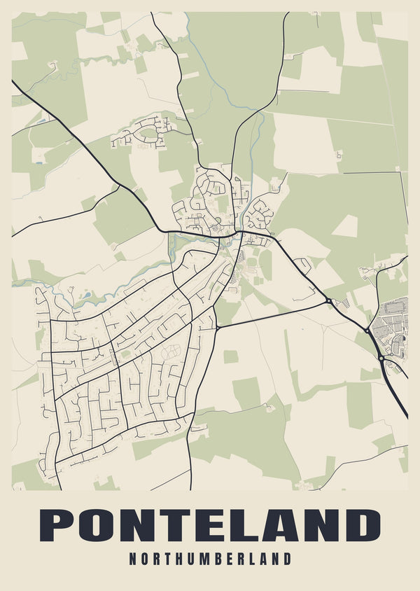 Ponteland Street Map Poster