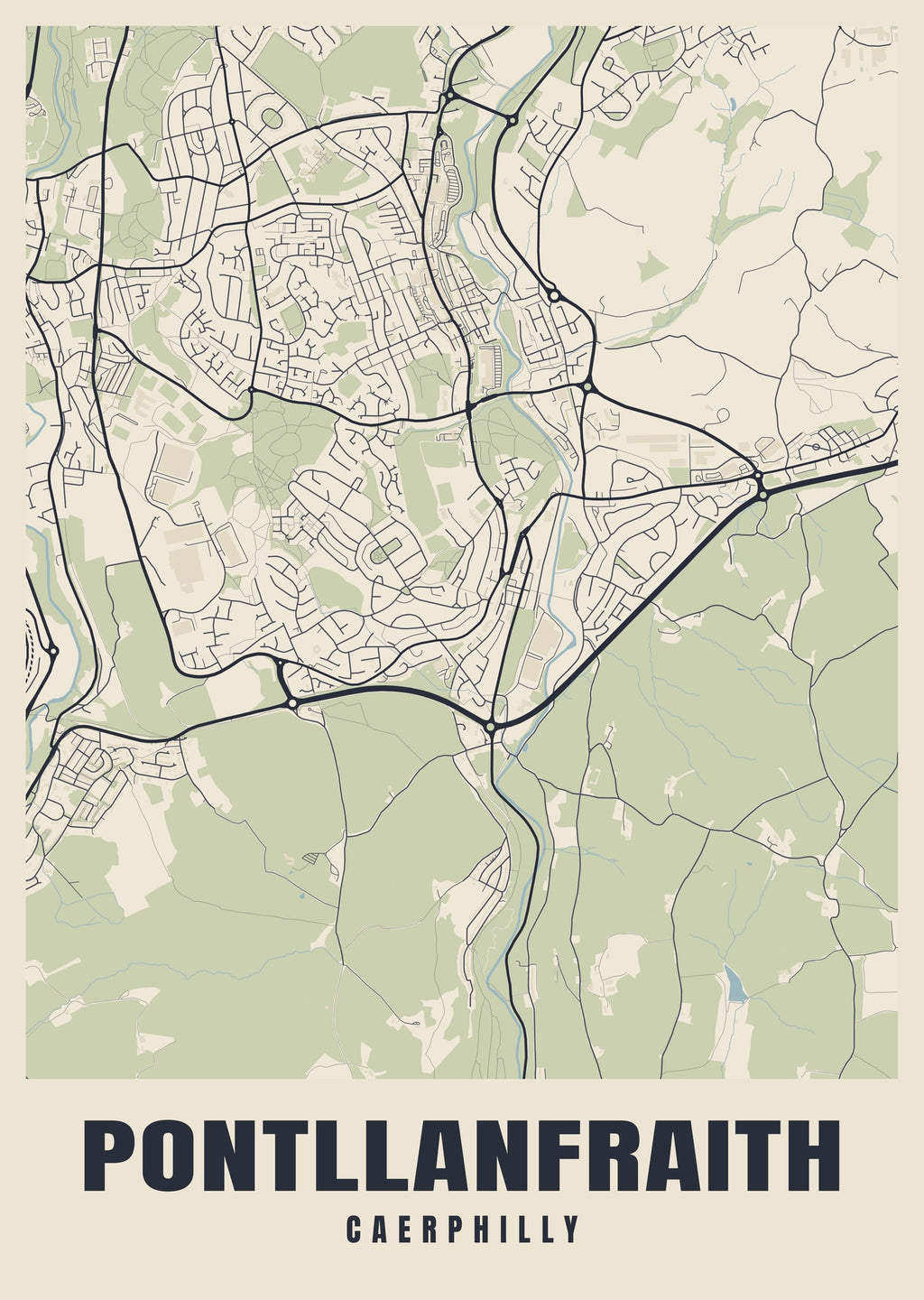Street map poster of Pontllanfraith, Caerphilly