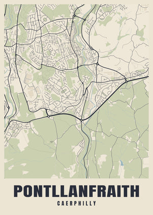 Pontllanfraith Street Map Poster