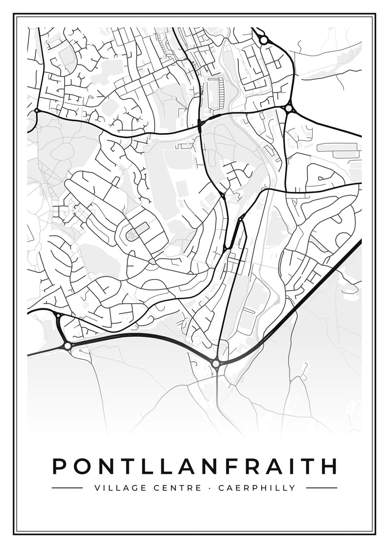 Pontllanfraith Village Centre Street Map Poster