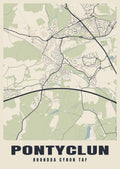 Street map poster of Pontyclun, Rhondda Cynon Taf