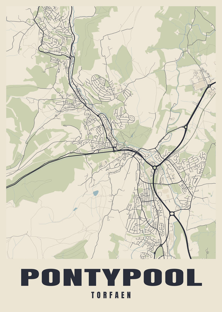Pontypool Street Map Poster