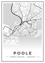 Street map poster of Poole town centre, Dorset