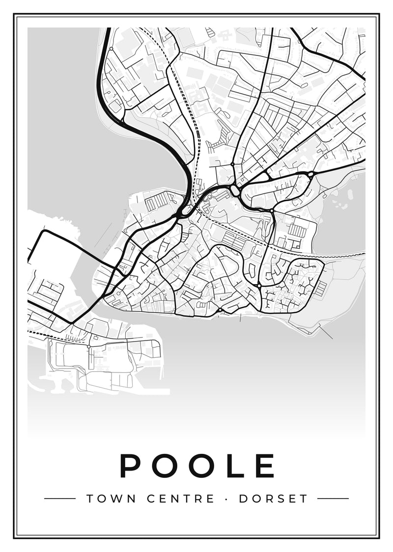 Poole Town Centre Street Map Poster