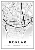 Street map poster of Poplar, Tower Hamlets, London