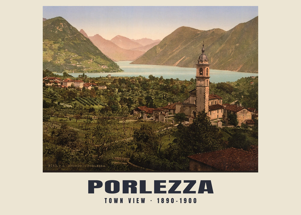 Stadtansicht, Porlezza — 1890–1900 · Historischer Photochromdruck