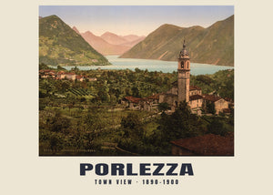 Stadtansicht, Porlezza — 1890–1900 · Historischer Photochromdruck