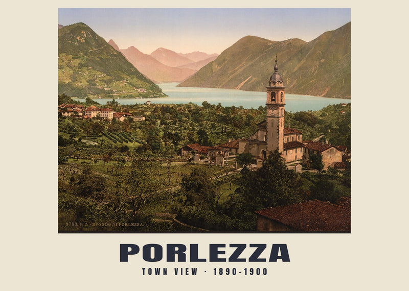 Stadtansicht, Porlezza — 1890–1900 · Historischer Photochromdruck