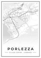 Street map poster of Porlezza village centre, Lombardy