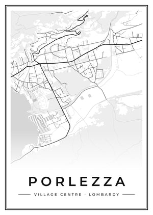 Porlezza Village Centre Street Map Poster