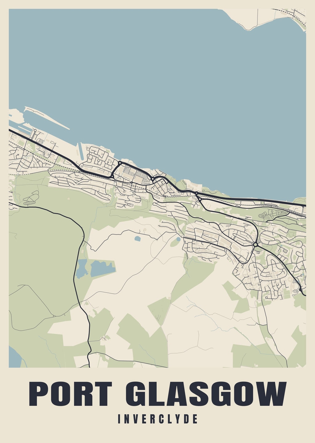Street map poster of Port Glasgow, Inverclyde