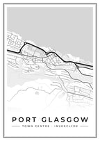 Street map poster of Port Glasgow town centre, Inverclyde