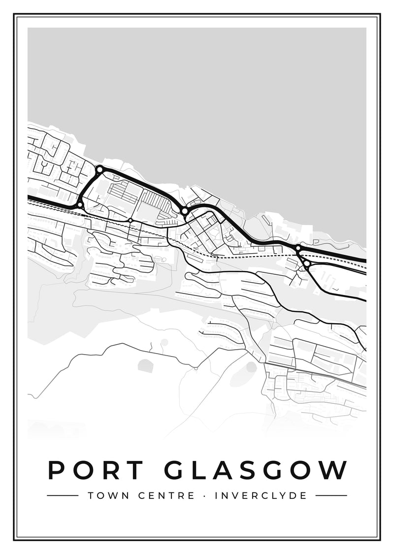 Port Glasgow Town Centre Street Map Poster