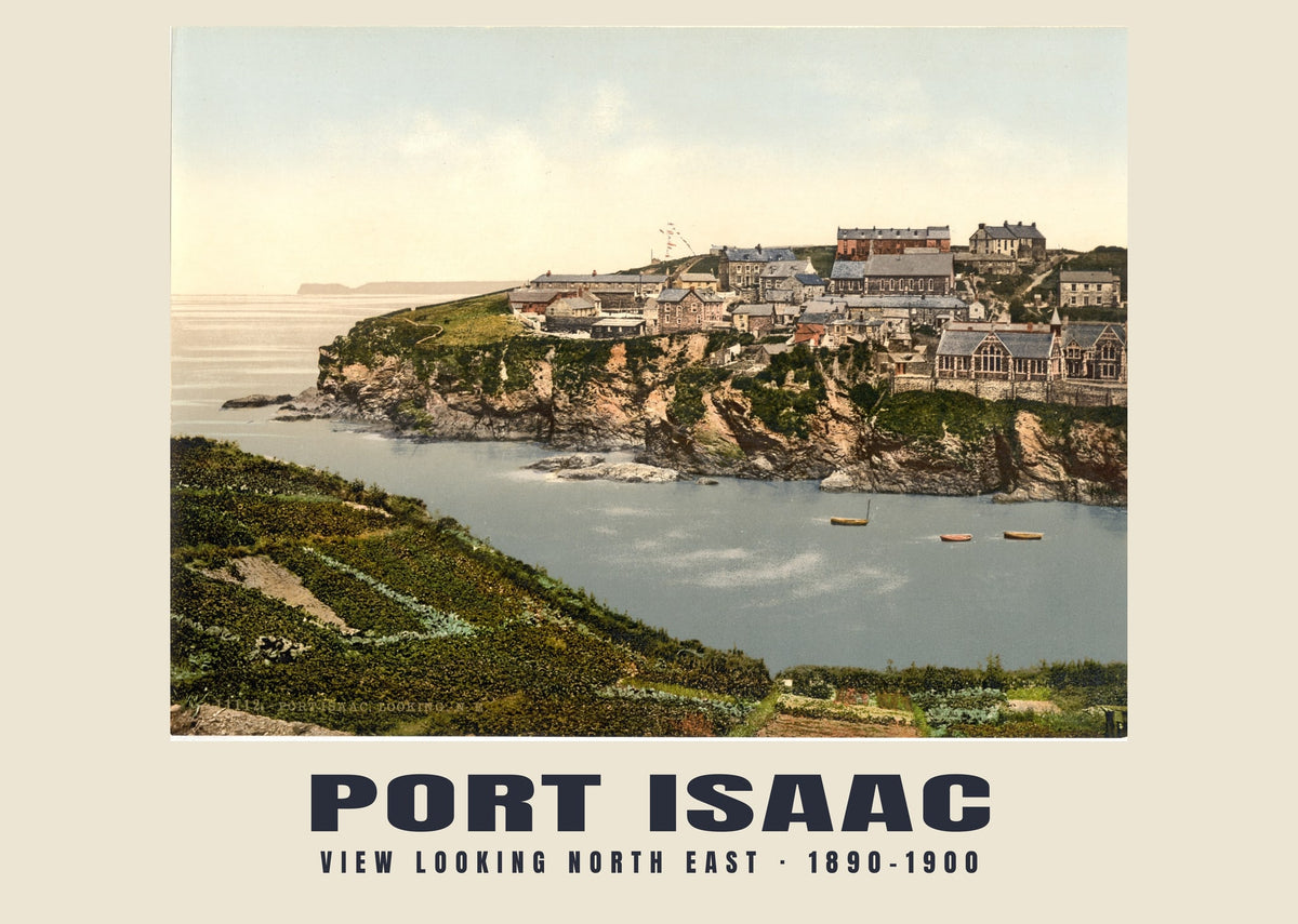 View Looking North East, Port Isaac — Vintage photochrom print, 1890–1900