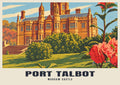 Margam Castle, Port Talbot poster, Retro Railway style