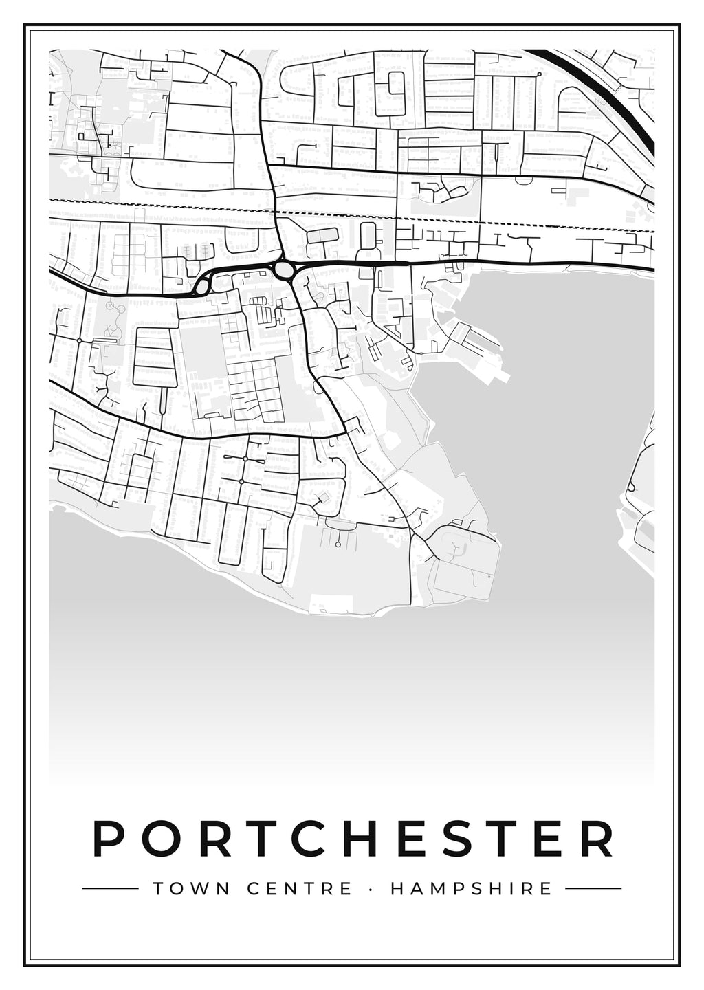 Street map poster of Portchester town centre, Hampshire