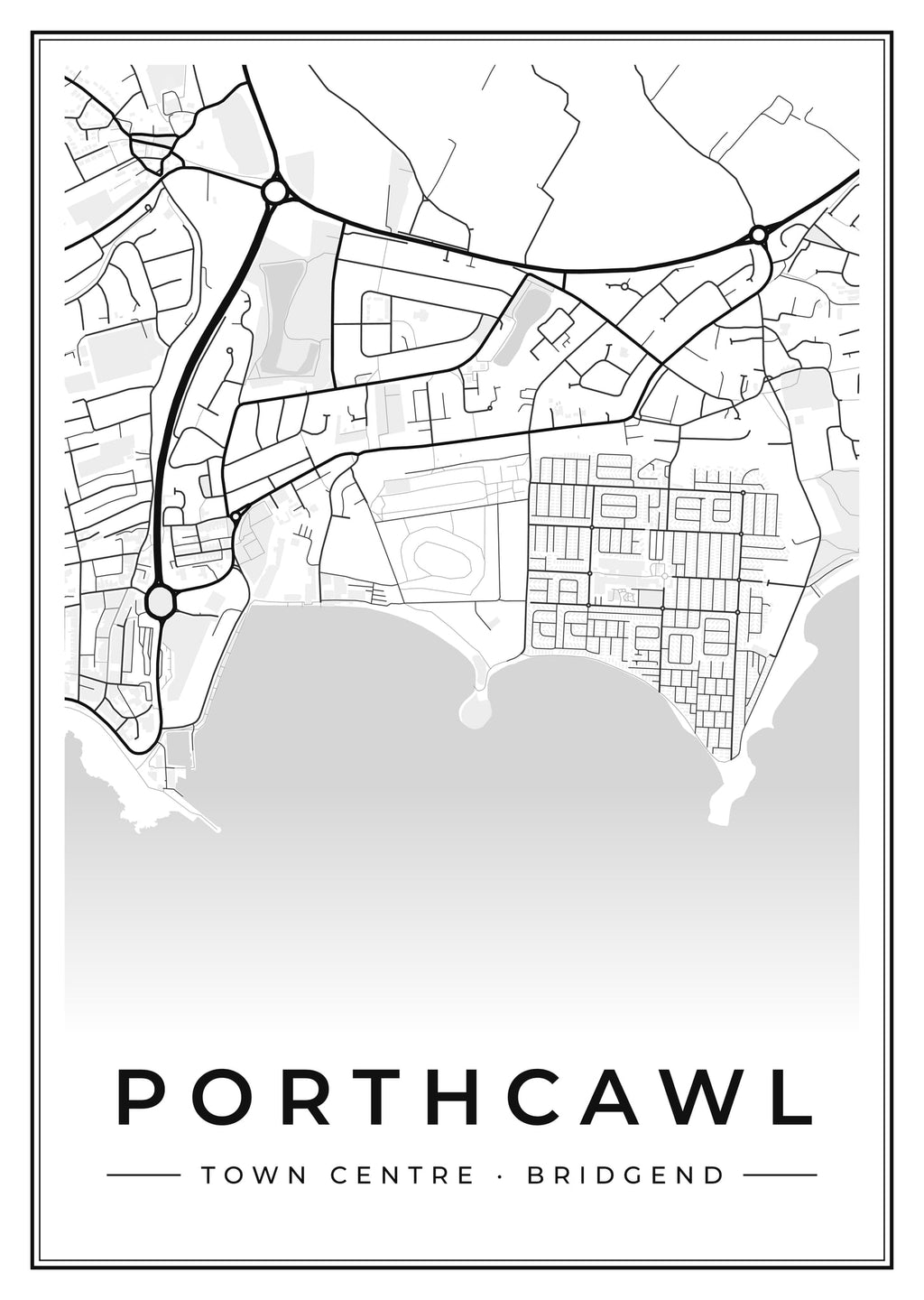 Street map poster of Porthcawl town centre, Bridgend