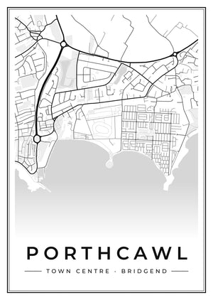 Porthcawl Town Centre Street Map Poster