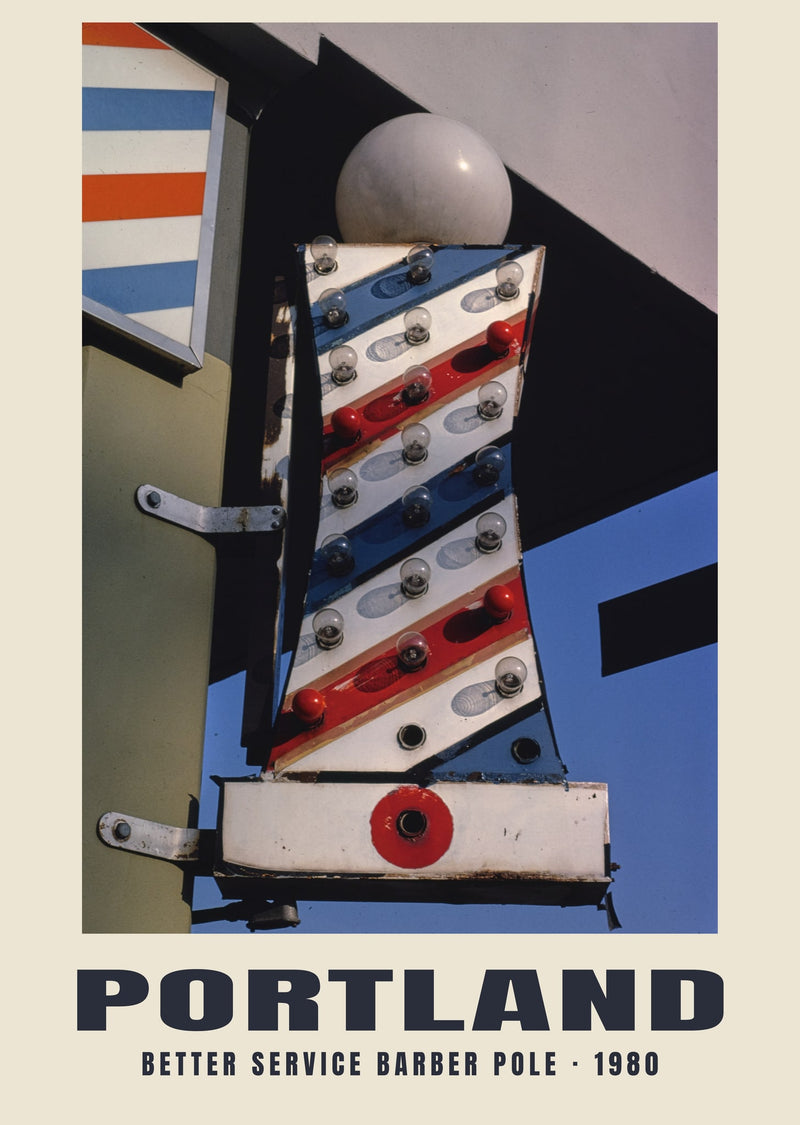 Better Service Barber Pole, Portland — 1980 · Lámina de fotografía histórica