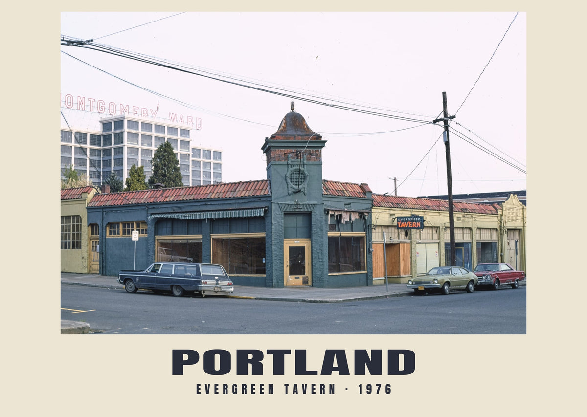 Evergreen Tavern, Portland, 1976 — Historischer Fotodruck