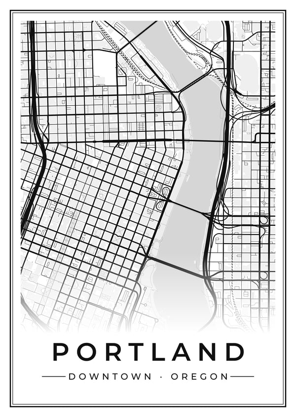 Portland Downtown Street Map Poster