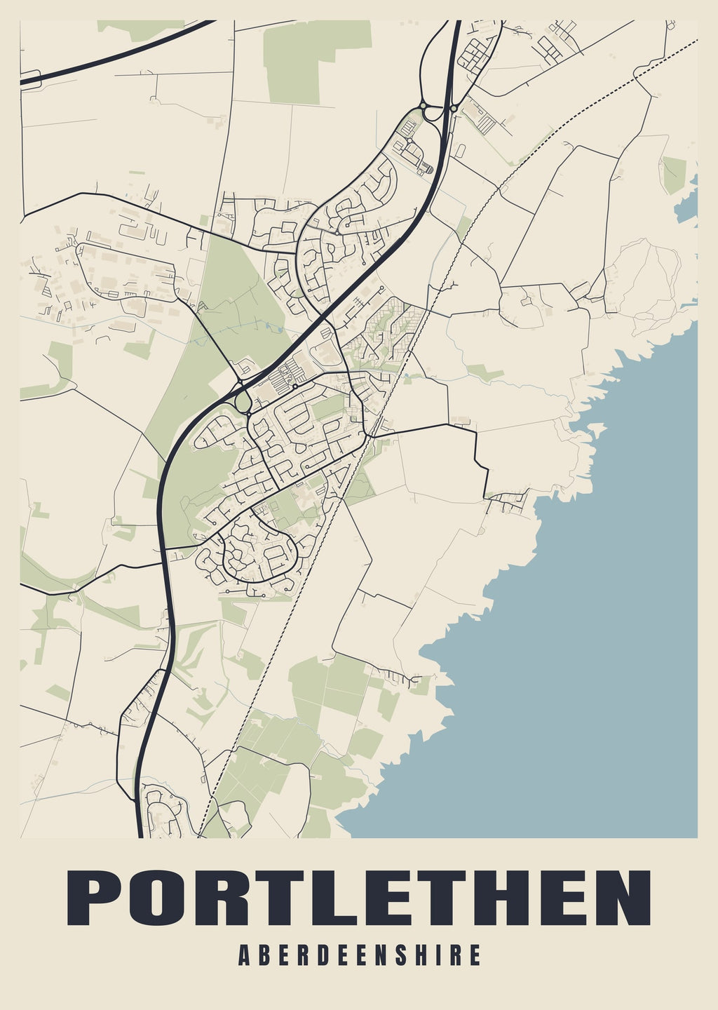 Street map poster of Portlethen, Aberdeenshire