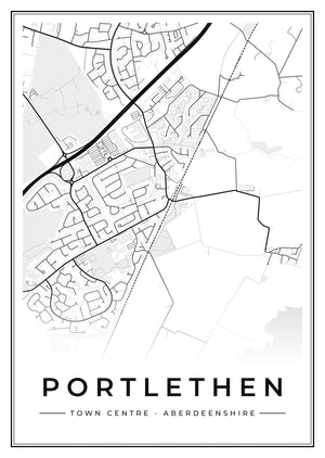 Portlethen Town Centre Street Map Poster