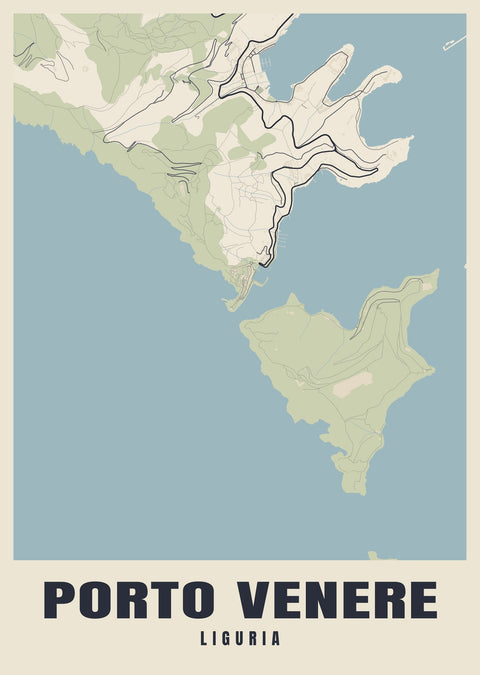 Porto Venere Street Map Poster
