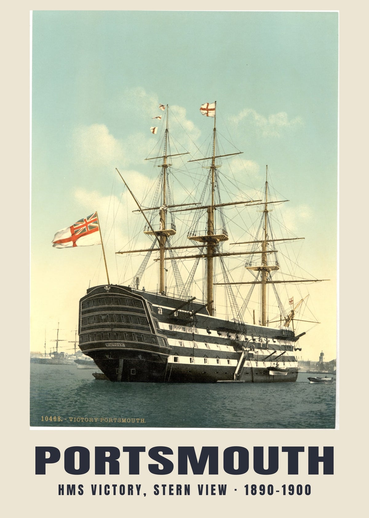 HMS Victory, Stern View, Portsmouth, 1890–1900 heritage photograph