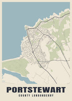 Street map poster of Portstewart, County Londonderry