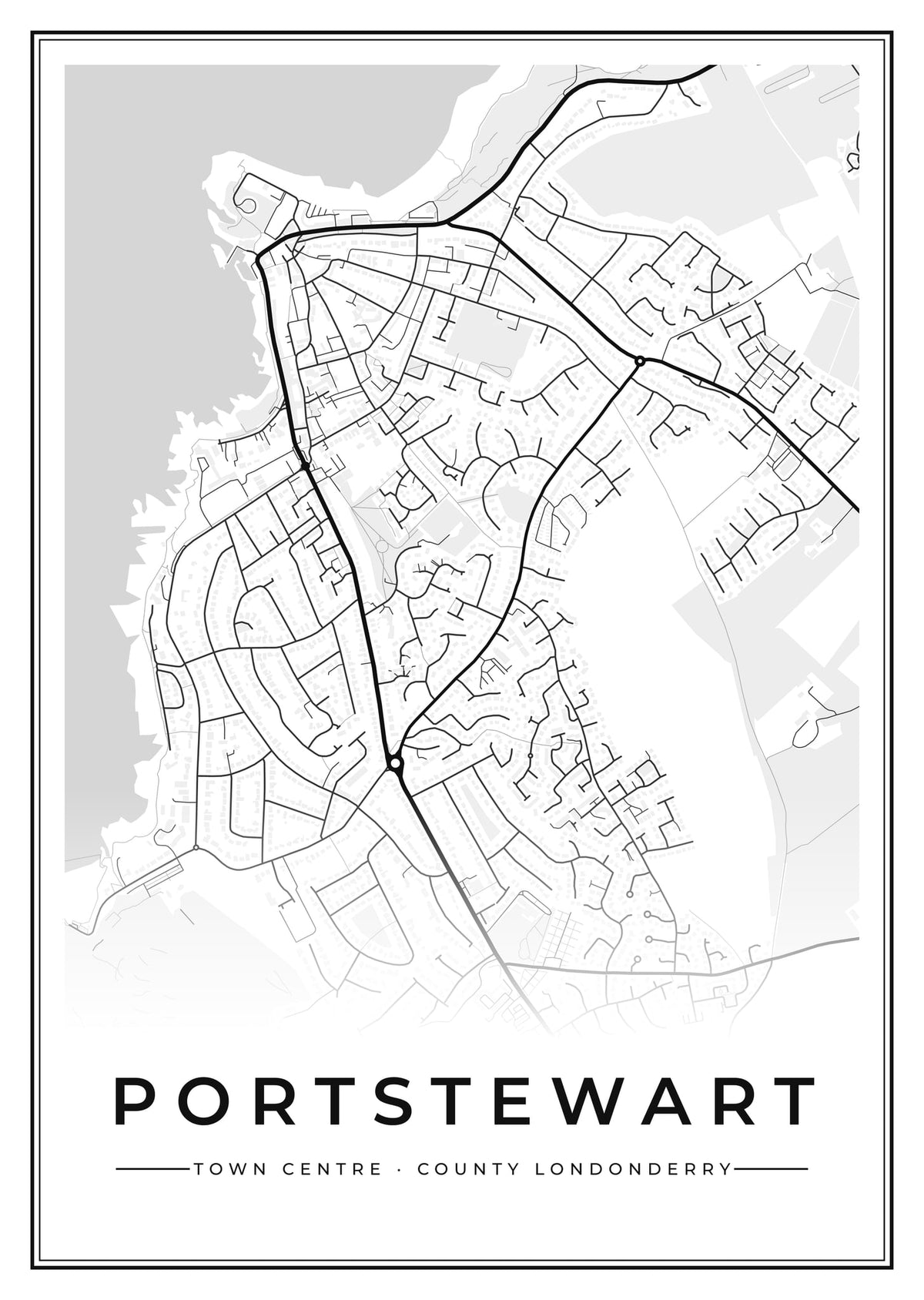 Street map poster of Portstewart town centre, County Londonderry