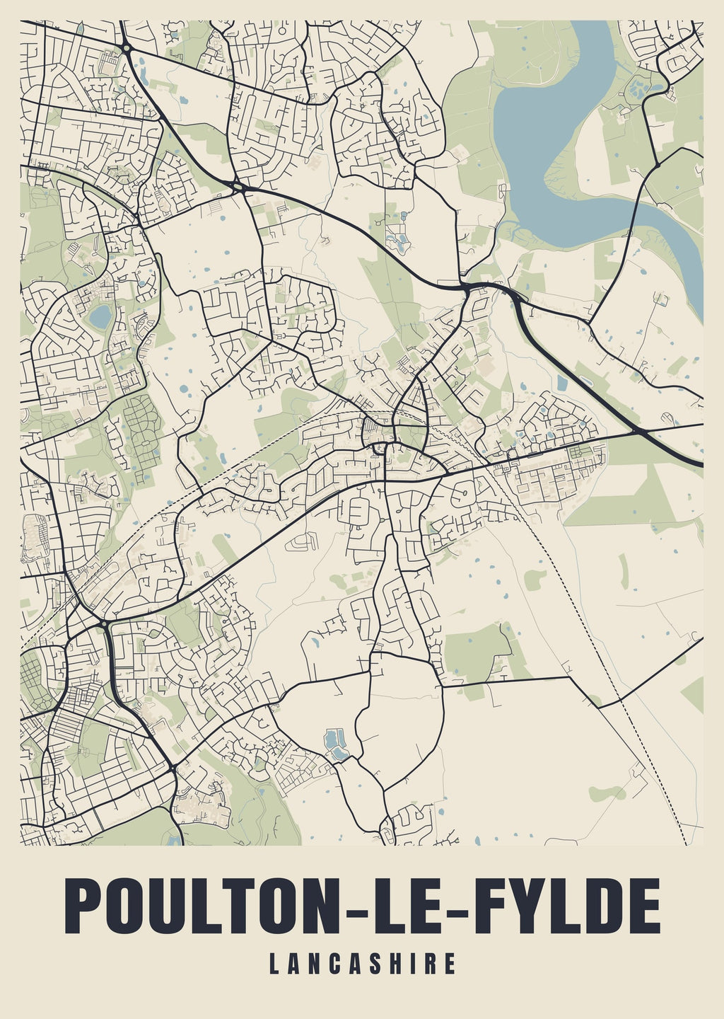 Street map poster of Poulton-le-Fylde, Lancashire