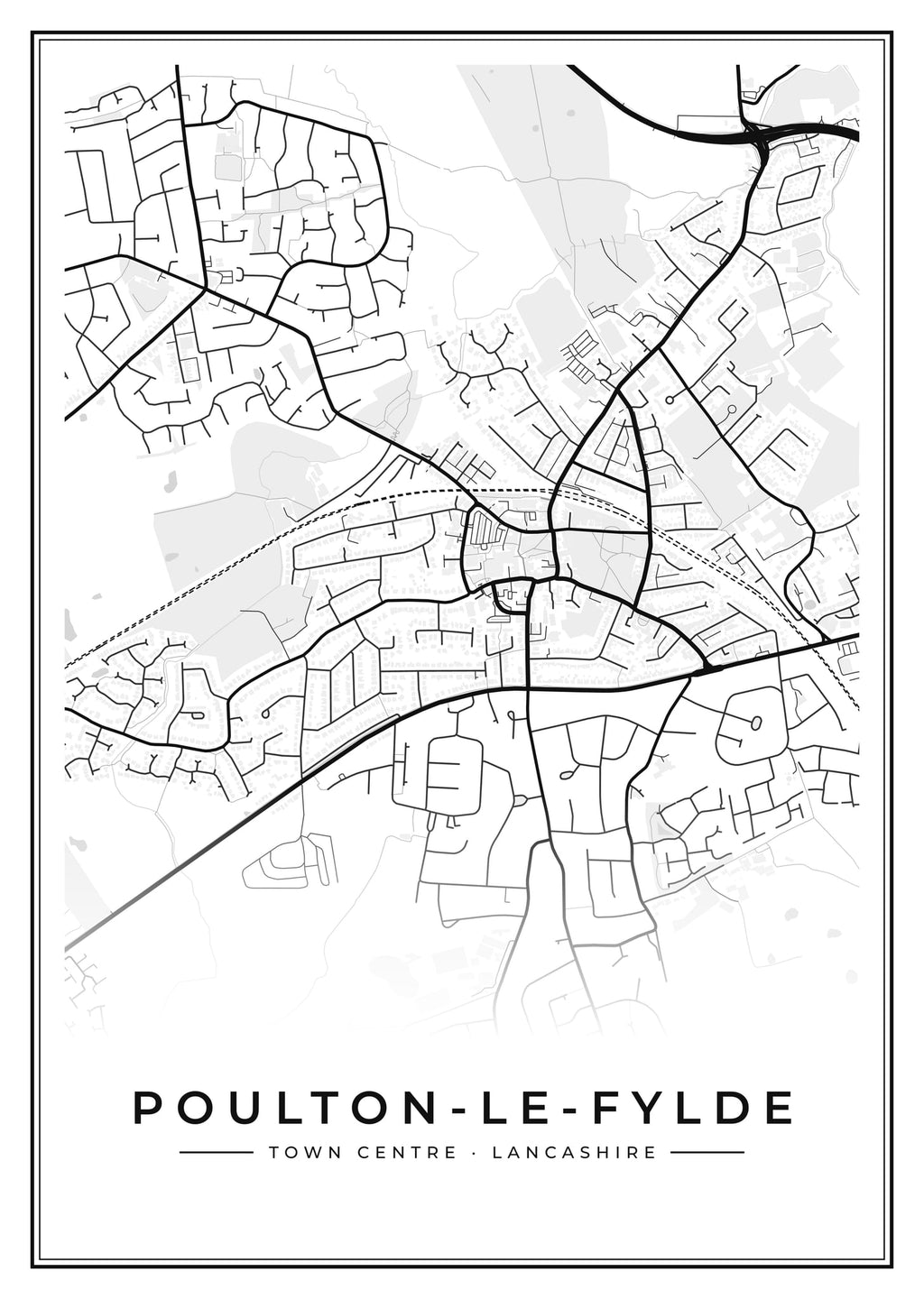 Street map poster of Poulton-le-Fylde town centre, Lancashire
