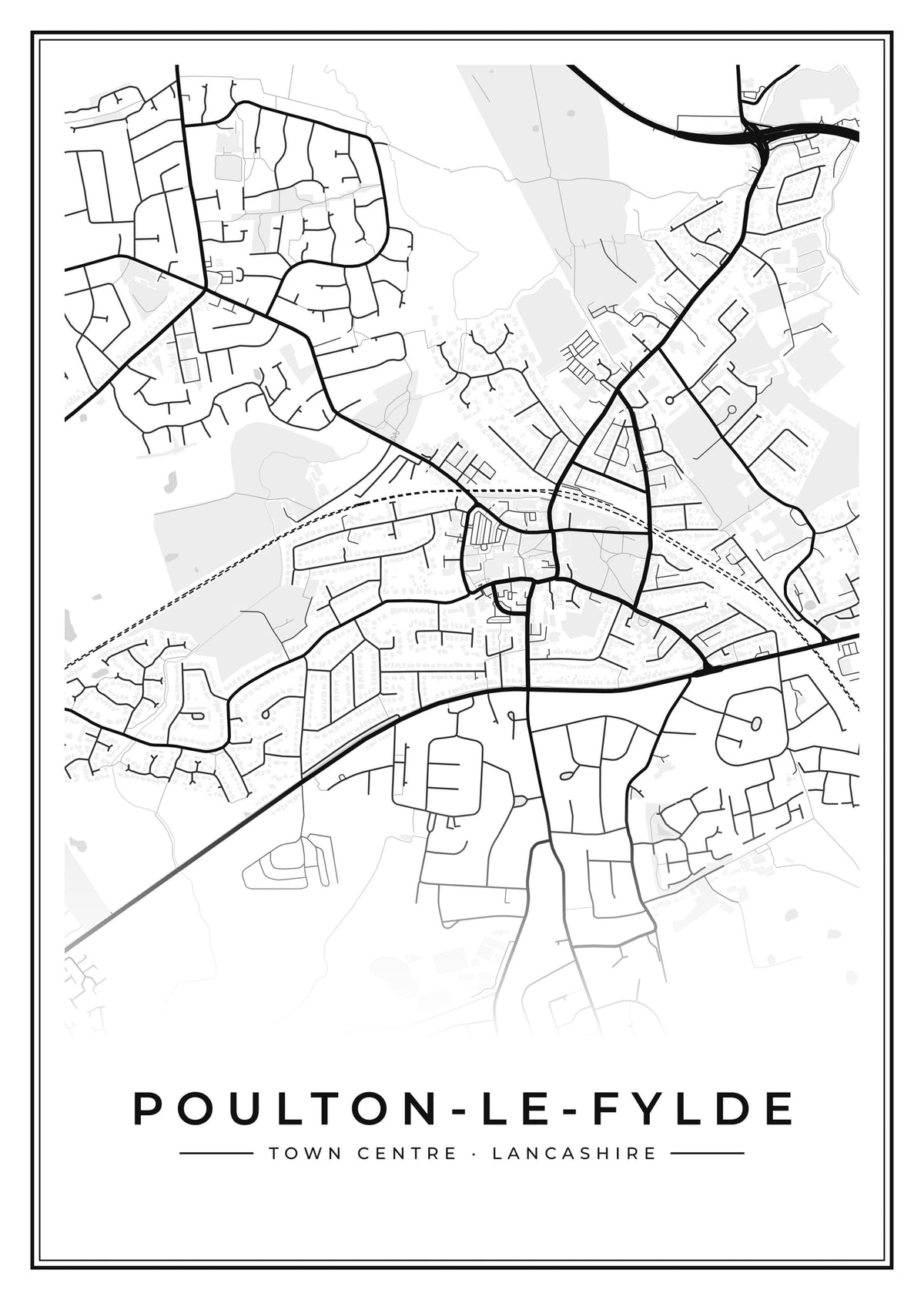 Street map poster of Poulton-le-Fylde town centre, Lancashire