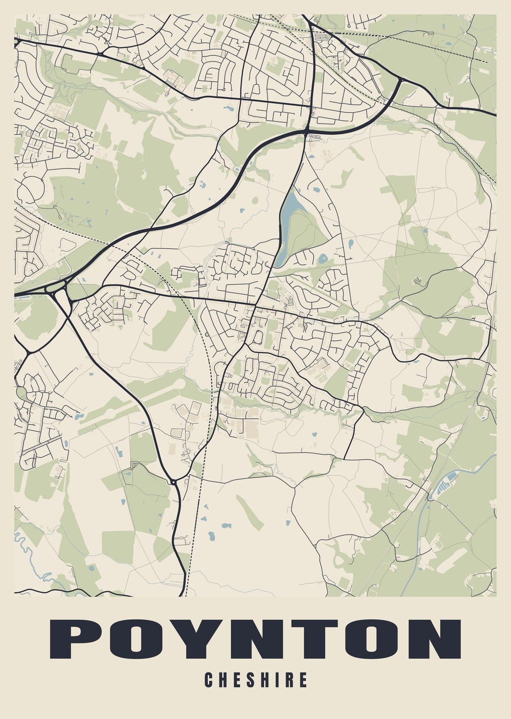 Street map poster of Poynton, Cheshire