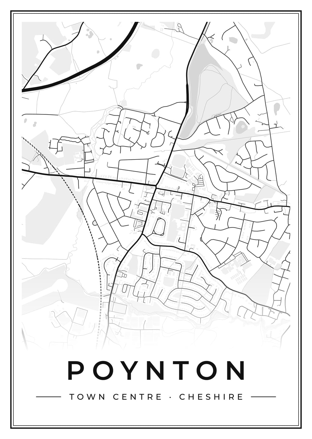 Street map poster of Poynton town centre, Cheshire