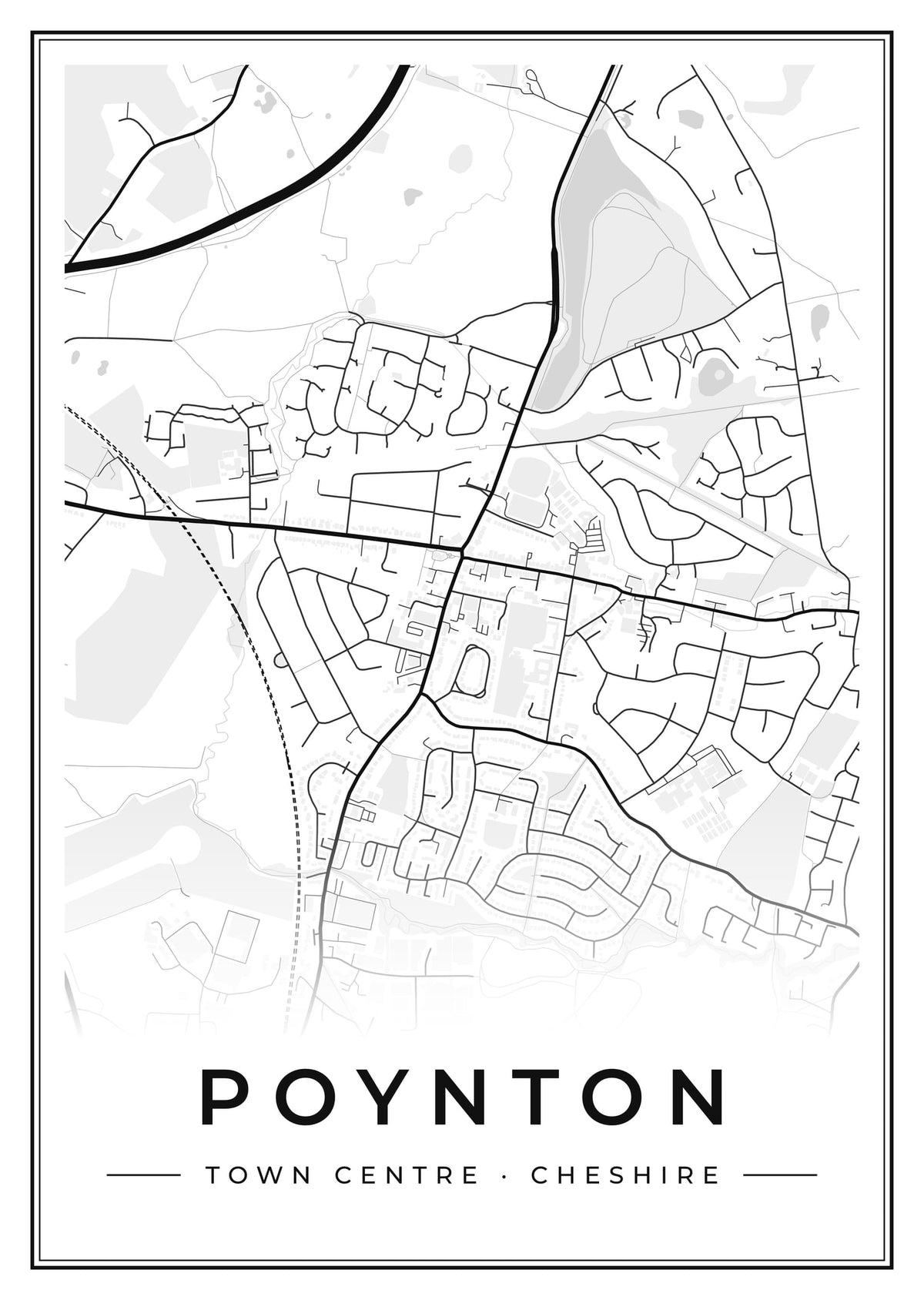 Street map poster of Poynton town centre, Cheshire