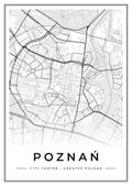 Street map poster of Poznań city centre, Greater Poland