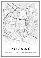 Street map poster of Poznań city centre, Greater Poland