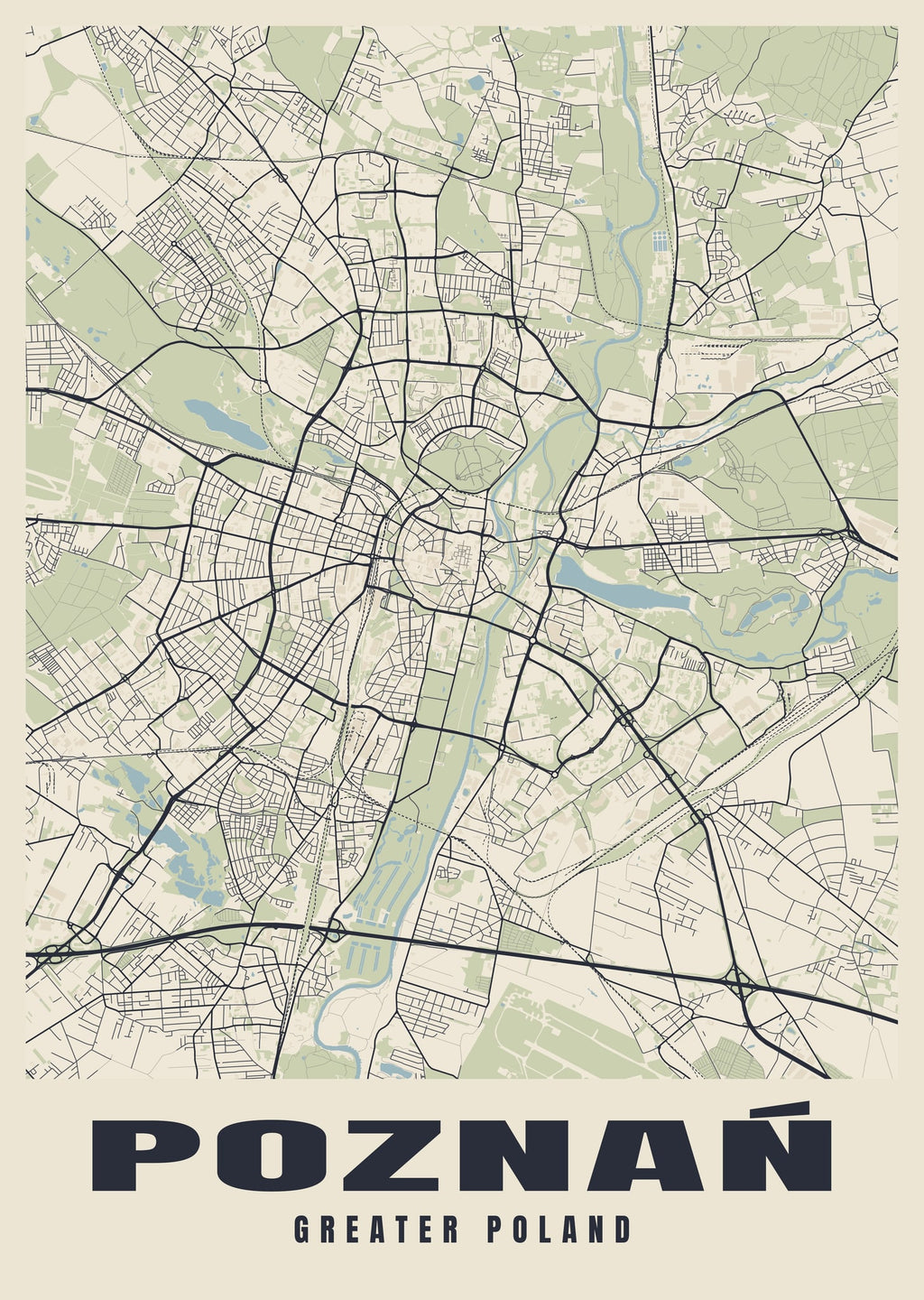 Street map poster of Poznań, Greater Poland