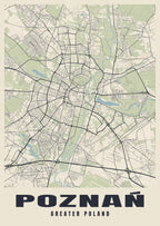 Street map poster of Poznań, Greater Poland