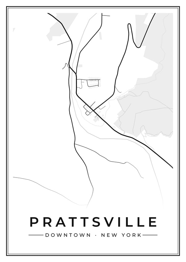 Prattsville Downtown Street Map Poster