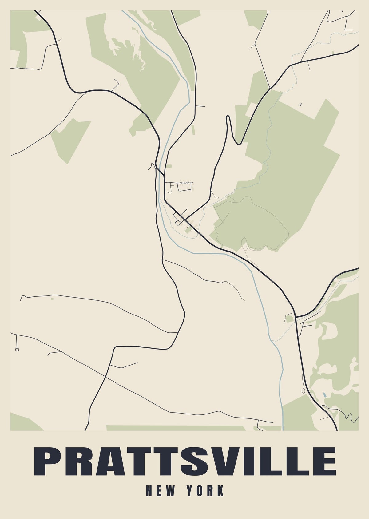 Street map poster of Prattsville, New York