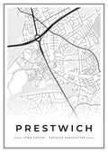Street map poster of Prestwich town centre, Greater Manchester