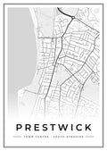 Street map poster of Prestwick town centre, South Ayrshire