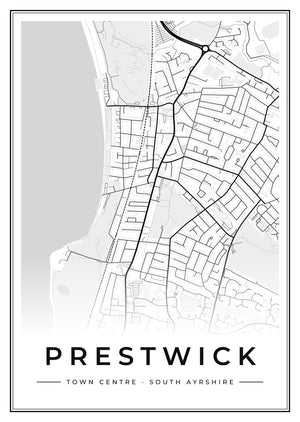 Prestwick Town Centre Street Map Poster